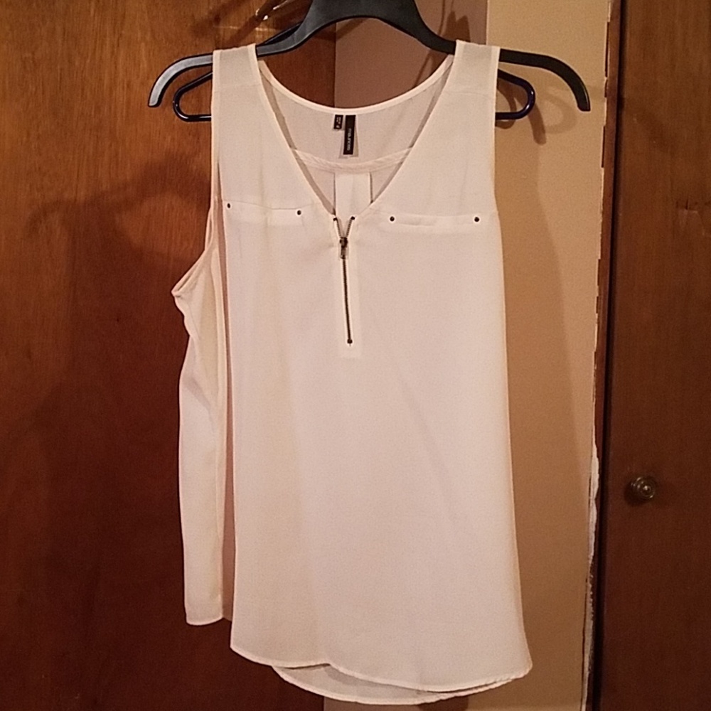 White blousy tank top